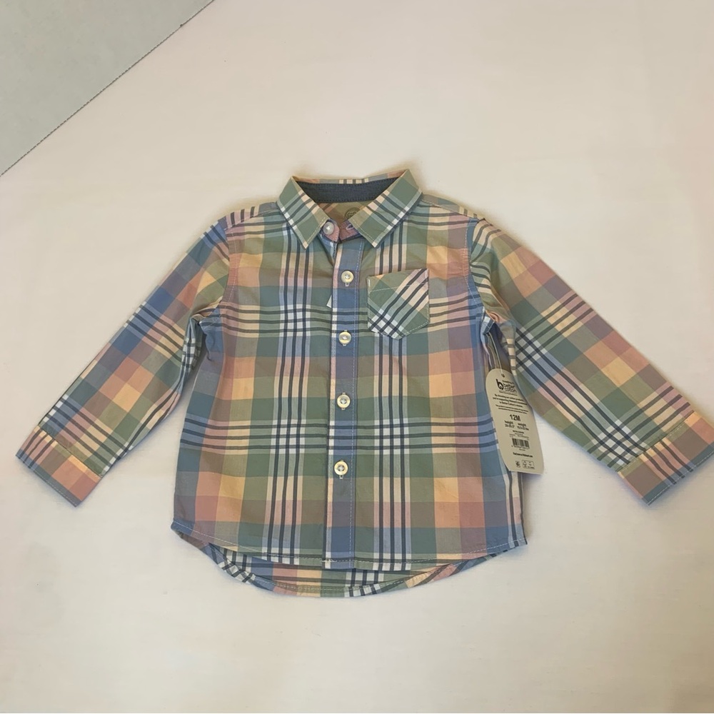 Wonder nation 12m baby boy plaid long sleeve shirt.